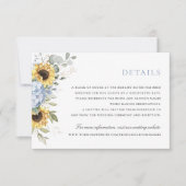 Blumen Elegant Blue Hydrangea Sonnenblumen Details Einladung (Vorderseite)
