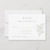 Blumen Elegant Sage Green Wedding RSVP Einladung (Vorderseite)