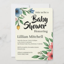 Blumen-Eleganz Babyparty-Einladung