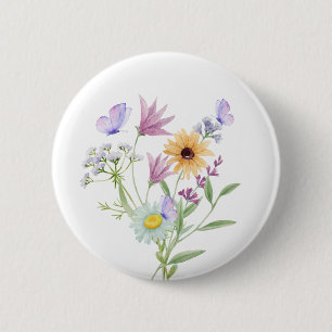 Blumen-Eleganz-T-Shirt – Sanfte Pastellblüten Button
