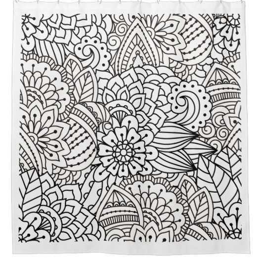 Blumen-Entwurfs-Gekritzel Duschvorhang (Vorderseite)