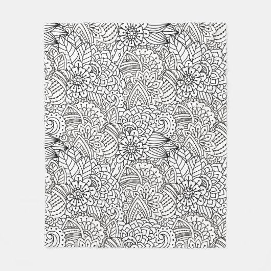 Blumen-Entwurfs-Gekritzel Fleecedecke (Vorderseite)