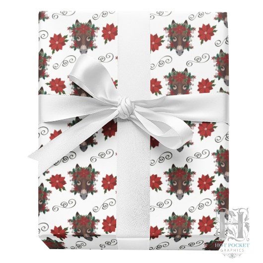 Blumen-Esel-Weihnachts-Geschenkpapier Geschenkpapier