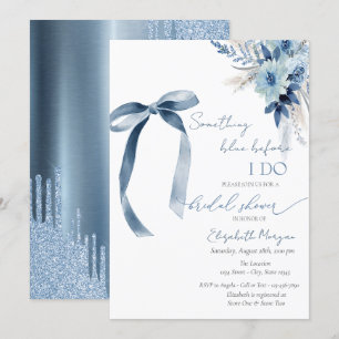 Blumen Etwas Blau Bogen Glitter Tropfen Einladung