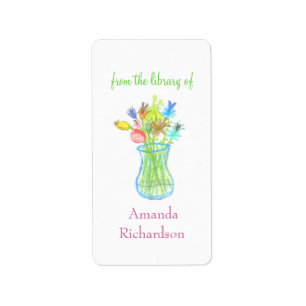 Blumen Exlibris / personalisierte Exlibris Adressaufkleber
