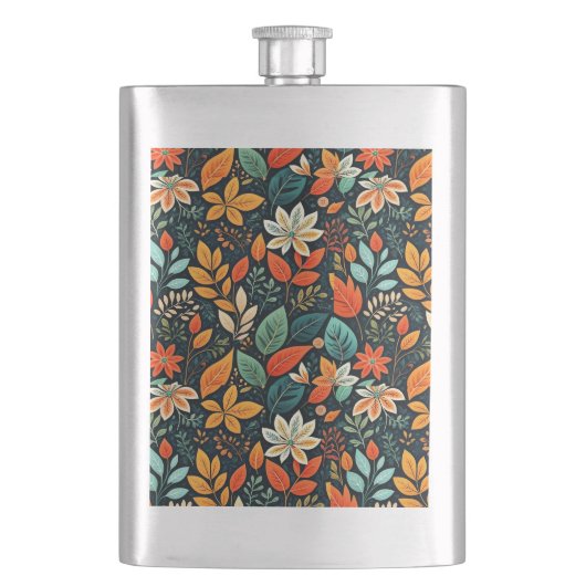 Blumen Exotische Blumen Muster Flachmann (Vorderseite)