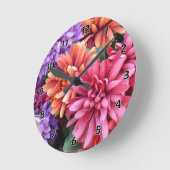 Blumen-Explosionen Runde Wanduhr (Winkel)