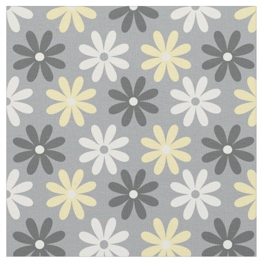Blumen Fabric Group Gelber und Graues Pattern Stoff (Nahaufnahme)