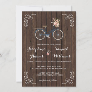 Blumen Fahrrad Holz Hochzeitseinladung Einladung