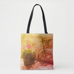 Blumen-Fahrrad-Kunst im Vintage-Look Tasche