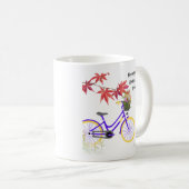 Blumen-Fahrrad-Motivationsdesign Kaffeetasse (VorderseiteRechts)