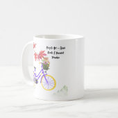 Blumen-Fahrrad-Motivationsdesign Kaffeetasse (Vorderseite Links)