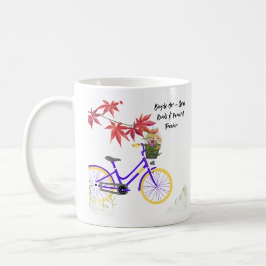 Blumen-Fahrrad-Motivationsdesign Kaffeetasse (Links)