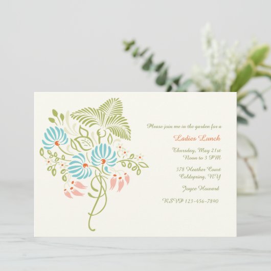 Blumen-Fantasie-Einladung Einladung (Stehend Vorderseite)