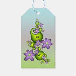 Blumen-Fantasie Flieder-Blumen Grüne Formen Frakta Geschenkanhänger