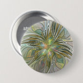 Blumen-Fantasie Moderne Fraktal-Kunst-Blume mit Go Button (Vorne & Hinten)
