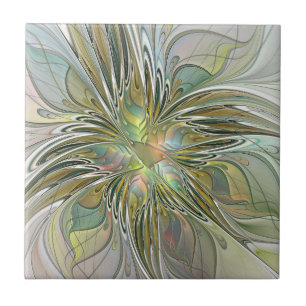 Blumen-Fantasie Moderne Fraktal-Kunst-Blume mit Go Fliese