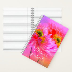 Blumen-Fantasie personalisiertes Tagebuch Notizblock
