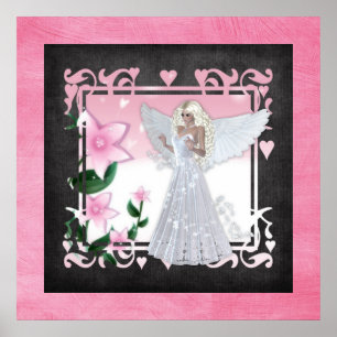 Blumen Fantasy Angel Design Poster Print