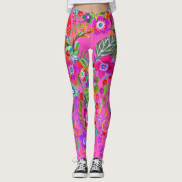 Blumen Fantasy Hot Pink Leggings