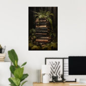 Blumen-Farn-Bücher Druck, Dark Academia Gothic Poster (Heimbüro)