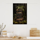 Blumen-Farn-Bücher Druck, Dark Academia Gothic Poster (Küche)
