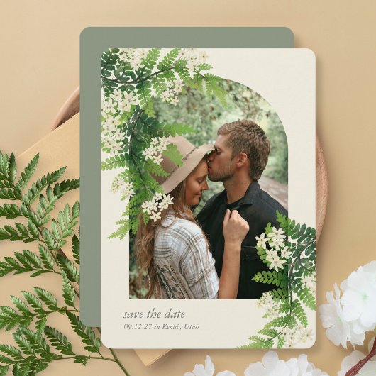 Blumen-Farne Hochzeit Termin vormerken Save The Date