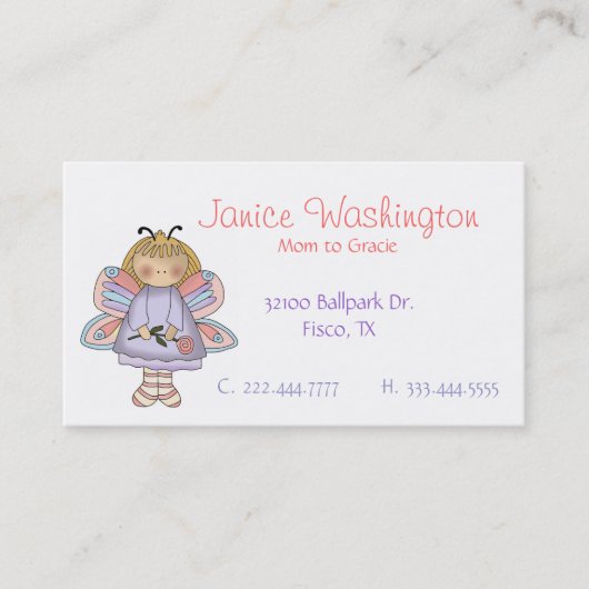 Blumen-feenhafte niedliche Mama-Karte Telefonnummerkarte (Vorderseite)