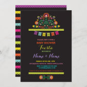 Blumen Fiesta-Babyparty-laden der mexikanische Einladung (Vorne/Hinten)