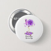 Blumen Flamingo Hoffnung Lila Band Überdosis Bewus Button (Vorne & Hinten)