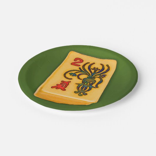 Blumen-Fliese Milliamperestunde Jongg Pappteller (Schrägansicht)