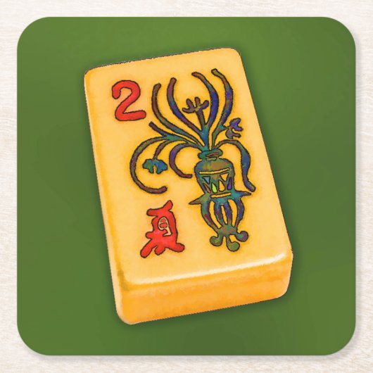 Blumen-Fliese Milliamperestunde Jongg Rechteckiger Pappuntersetzer (Vorderseite)