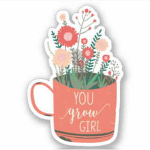 Blumen Floral Spruch Süß Du Wächst Mädchen Aufkleber