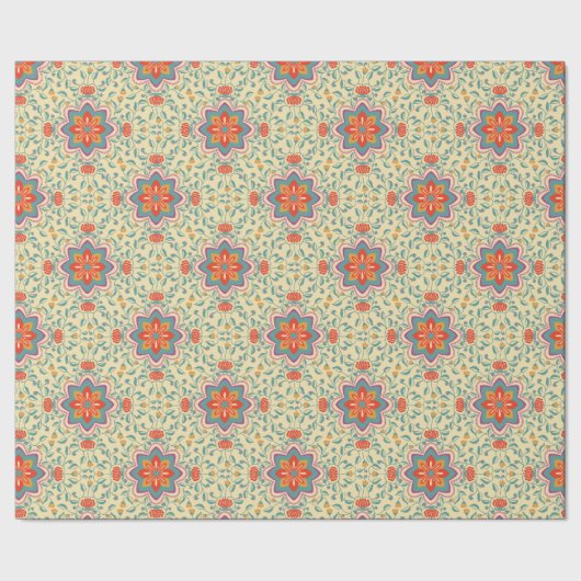 Blumen-Folk-Muster-Geschenkpapier Geschenkpapier (Saum)