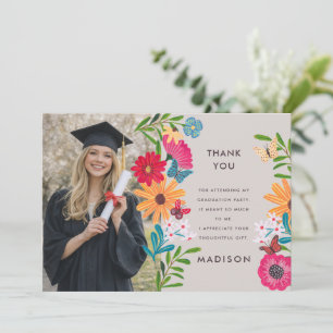Blumen-Foto-Abschieds-Dankeskarte Einladung