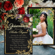 Blumen-, Foto- & Goldrahmen - Schwarze Quinceanera