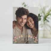 Blumen-Foto-Hochzeit Dankeskarte (Stehend Vorderseite)