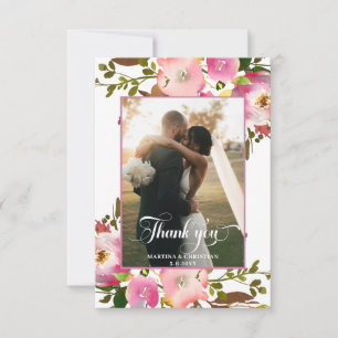 Blumen-Foto-Hochzeit  Dankeskarte