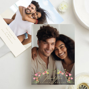 Blumen-Foto-Hochzeit Dankeskarte