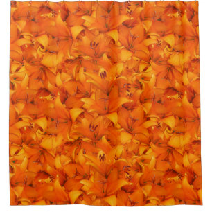 Blumen-Foto-orange Garten-Lilien Duschvorhang