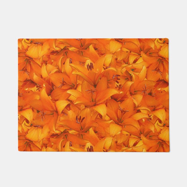 Blumen-Foto-orange Garten-Lilien Fußmatte (Vorderseite)
