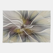 Blumen-Fraktal, Fantasie-Blume mit Erdtönen Geschirrtuch (Horizontal)