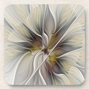 Blumen-Fraktal, Fantasie-Blume mit Erdtönen Getränkeuntersetzer