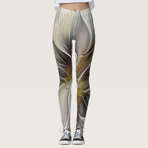 Blumen-Fraktal, Fantasie-Blume mit Erdtönen Leggings