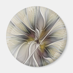Blumen-Fraktal, Fantasie-Blume mit Erdtönen Magnet