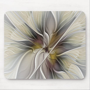 Blumen-Fraktal, Fantasie-Blume mit Erdtönen Mousepad