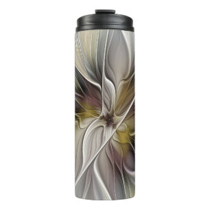 Blumen-Fraktal, Fantasie-Blume mit Erdtönen Thermosbecher