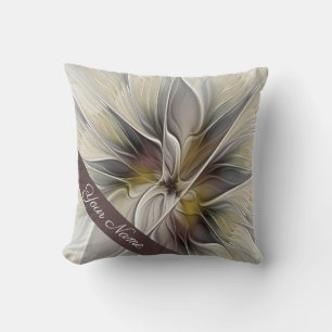 Blumen-Fraktal, Fantasy-Blumen-Erdfarben-Name Kissen