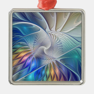 Blumen-Fraktal-Kunst, farbenfrohe abstrakte Blume Ornament Aus Metall