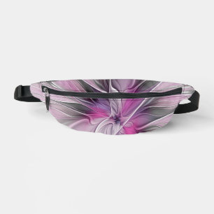Blumen-Fraktal Moderne Abstrakte Blume Pink Grau Bauchtasche